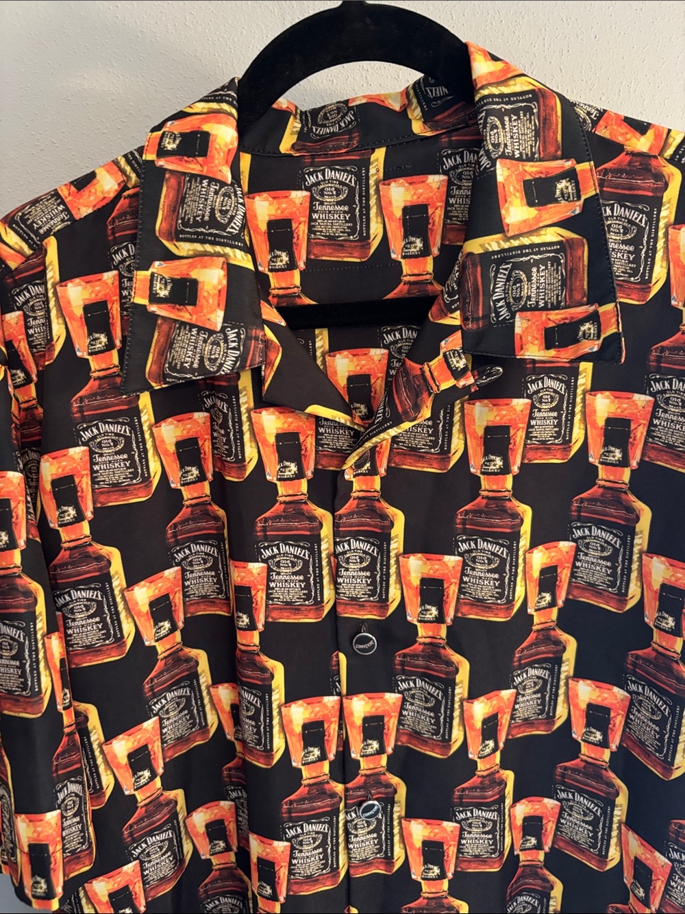 Jack Daniels Black Shirt with Amber Bottle Print, Size XL, NWOT